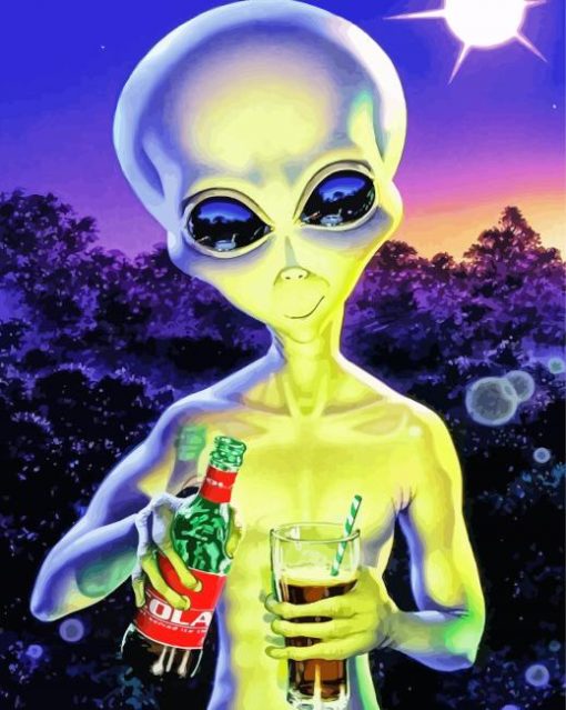 Alien Drinking Cola Paint By Number
