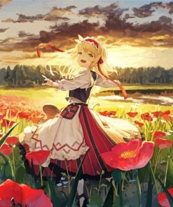 Anime Woman In Field Paint By Number
