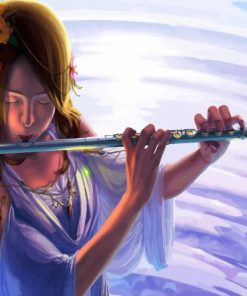 Asian Woman Playing Flute Paint By Number