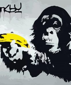 Monkey With Banana By Banksy Paint By Number
