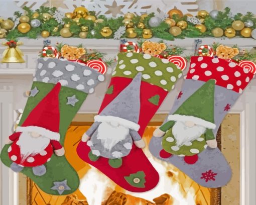 Beautiful Christmas Stockings Paint By Number