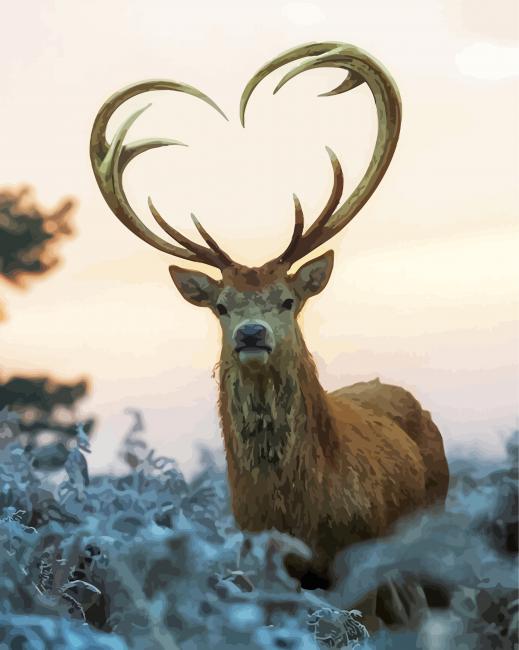 Beautiful Deer With Heart Horns Paint By Number