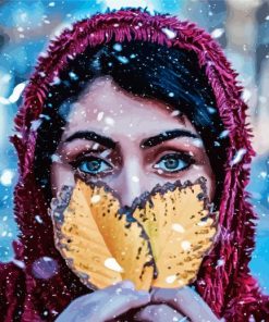 Beautiful Woman In Snow Paint By Number