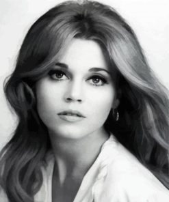 Black And White Young Jane Fonda Paint By Number
