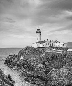 Black And White Fanad Head Lighthouse Paint By Number