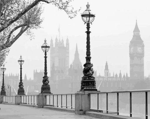 Black And White London City Paint By Number