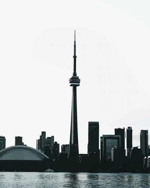 Black And White Cn Tower Paint By Number