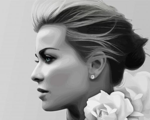 Black And White Female Side Profile Paint By Number
