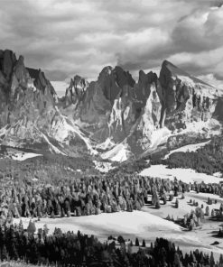 Black And White Italy Mountains Paint By Number