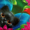 Black Cat And Hummingbird Paint By Number