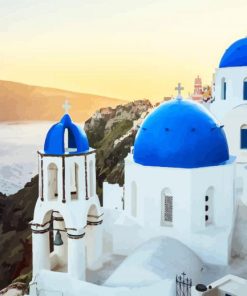 Blue Domed Church Santorini Paint By Number