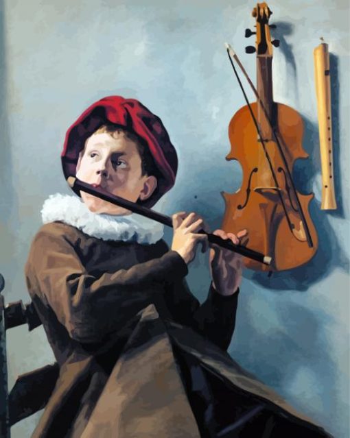 Boy Playing Flute Paint By Number