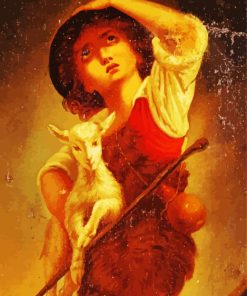 Boy With Goat And Hat Art Paint By Number