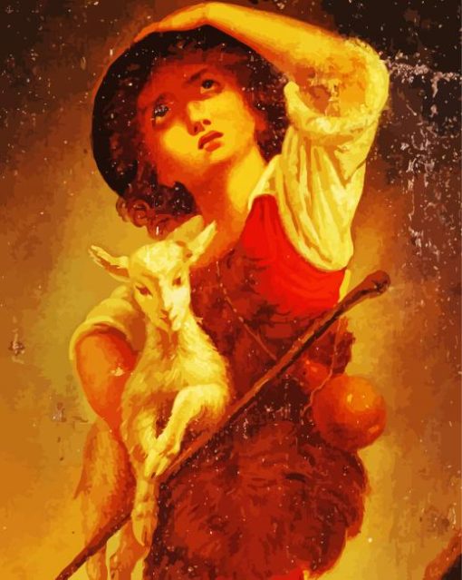 Boy With Goat And Hat Art Paint By Number