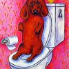 Brown Dog In Toilet Art Paint By Number