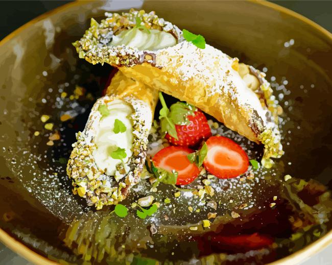 Cannoli With Strawberries Paint By Number