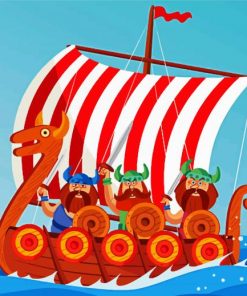 Cartoon Viking Ship Paint By Number