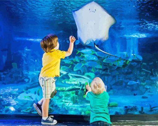 Children Watching Sea Life Paint By Number