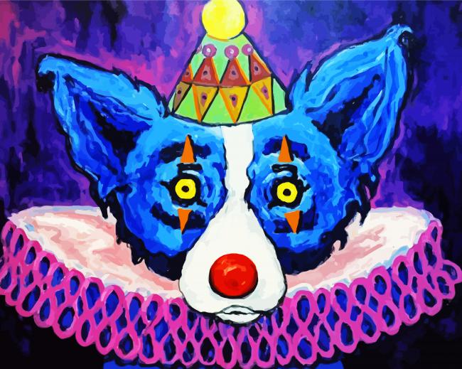 Clown Blue Dog Paint By Number