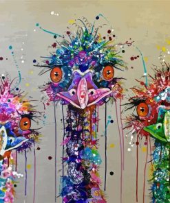 Colorful Splatter Emus Paint By Number