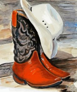 Cowboy Boots And Hat Art Paint By Number