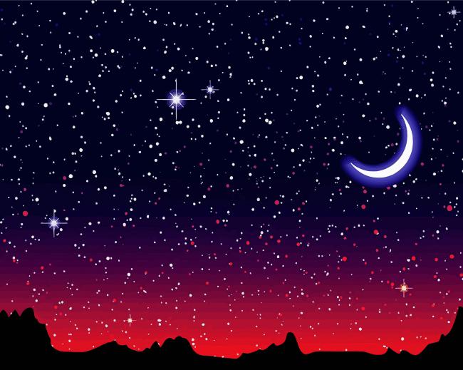 Crescent Moon Starry Night Paint By Number