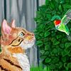 Cute Cat And Hummingbird Paint By Number