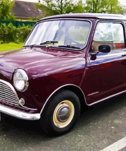 Dark Red Classic Mini Cooper Paint By Number