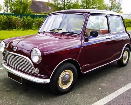 Dark Red Classic Mini Cooper Paint By Number