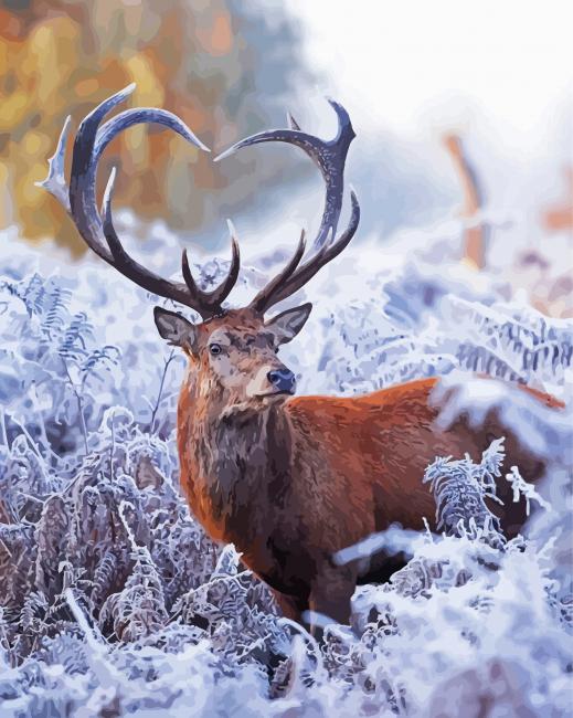 Aesthetic Deer Heart In Winter Paint By Number