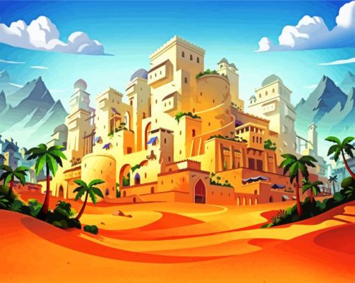 Desert Town Illustration Paint By Number