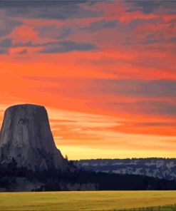 Devils Tower At Sunset Paint By Number