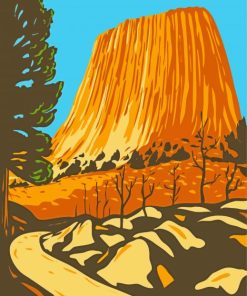 Devils Tower Monument Illustration Paint By Number