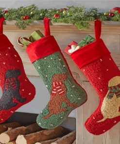 Dog Christmas Stockings Paint By Number