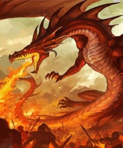 Fire Breathing Dragon Art Paint By Number