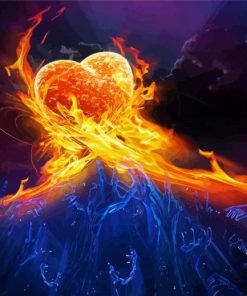 Fire Heart And Water Hands Paint By Number