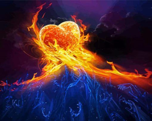 Fire Heart And Water Hands Paint By Number