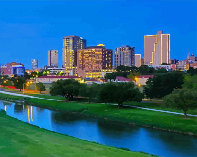 Fort Worth At Night Paint By Number