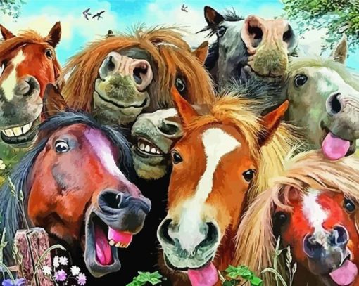 Funny Horse Animals Paint By Number