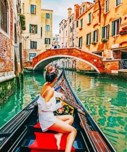 Girl On Boat In Venice Paint By Number