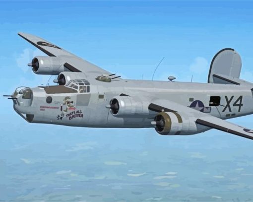 Grey B 24 Liberator Bomber Paint By Number