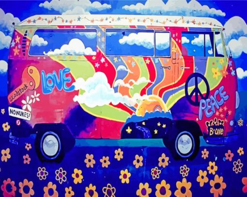 Hippie Volkswagen Camper Paint By Number