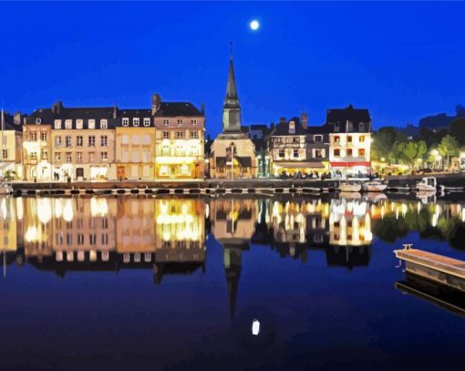Honfleur Reflection At Night Paint By Number