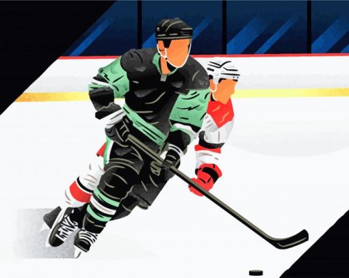 Illustration Ice Hockey Players Paint By Number