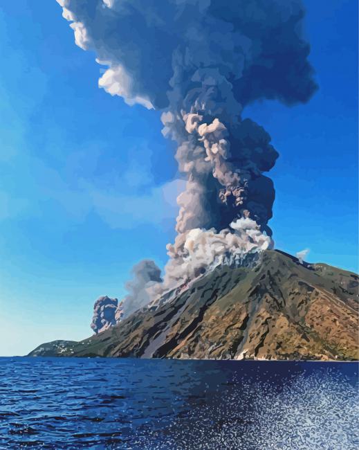 Krakatoa Volcano Smoke Paint By Number