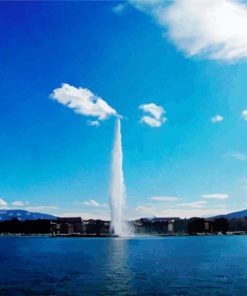 Aesthetic Lake Geneva Water Fountain Paint By Number
