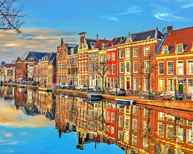 Leiden Buildings Reflection Paint By Number