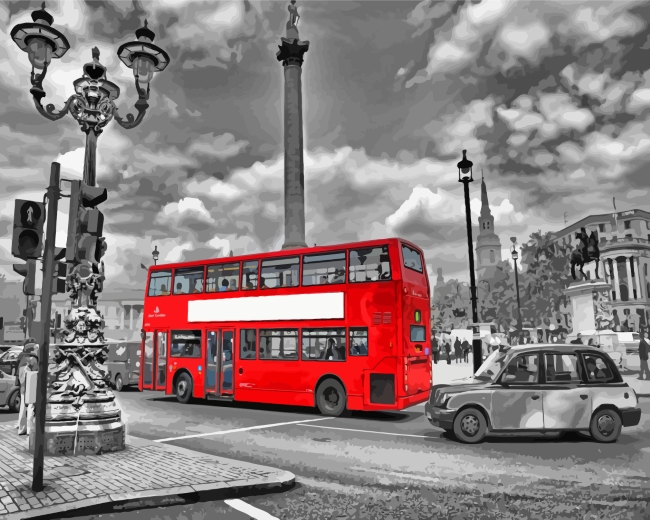 London Black And Red Bus Paint By Number