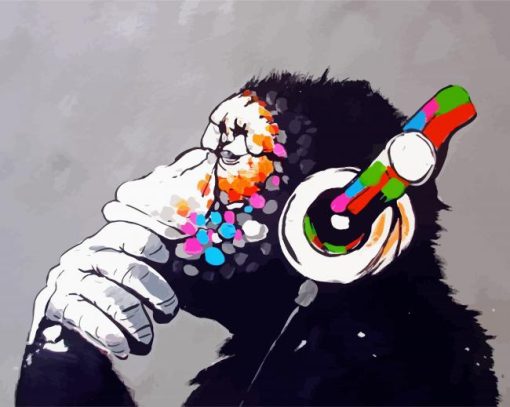 Monkey With Headphones By Banksy Paint By Number