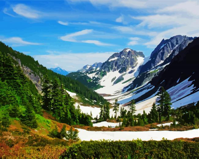 North Cascades National Park Landscape Paint By Number